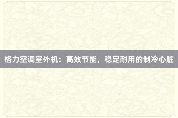 格力空调室外机：高效节能，稳定耐用的制冷心脏